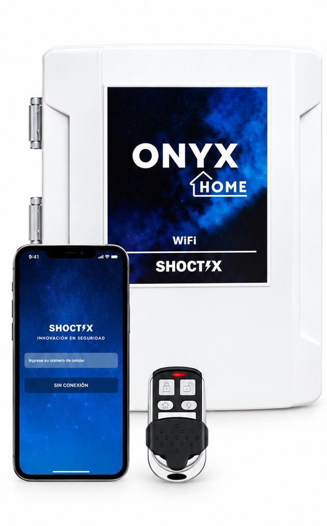 Kit de alarma ONYX con infografía azul